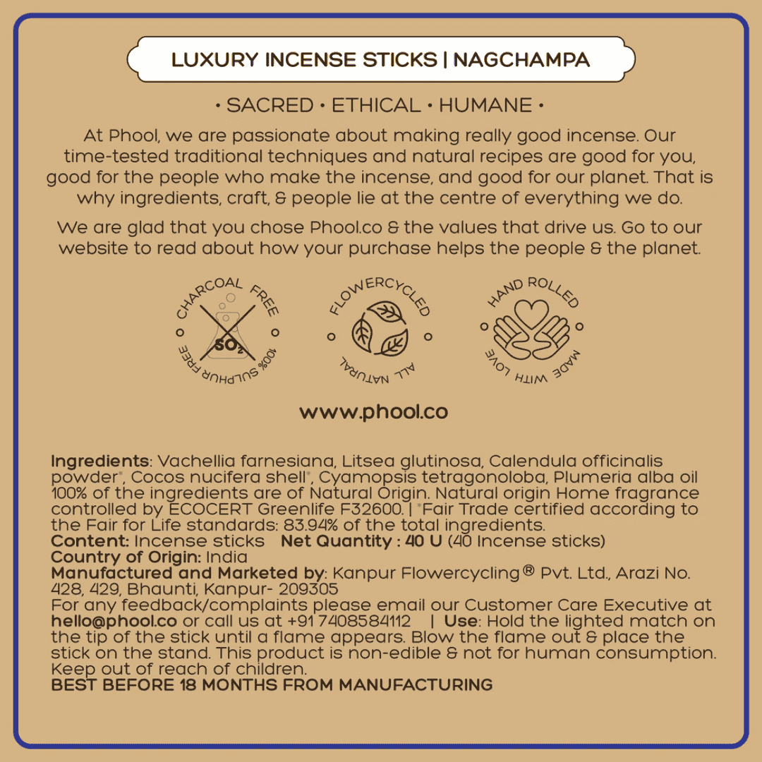 Nagchampa, Phool, Incense Sticks, Ayurveda Store NZ